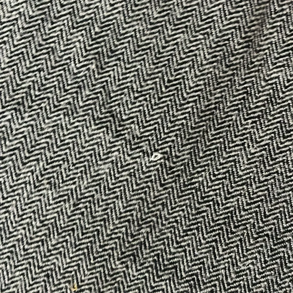Gray Herringbone Scarf with Black Fringe